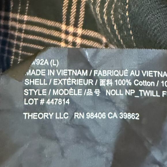 Theory Men’s Noll NP Flannel Button-Up in Charcoal/Dusty Orchid - Picture 8 of 8